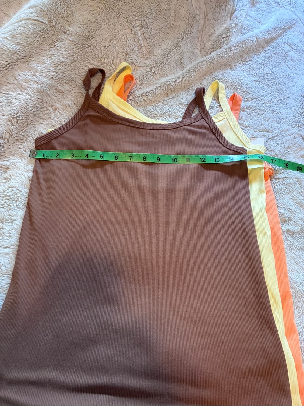Woman’s 3-Pack Ribbed Cami Tank Tops - Brown, Yellow, Orange All size large - Picture 5 of 7